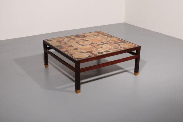 Tue Poulsen Square Tile Top Coffee Table of Wengé by Erik Wørts