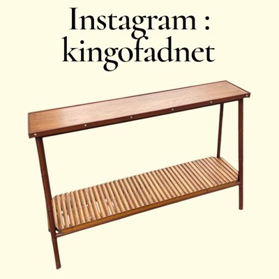 Vintage Stitched Leather and Oak Shelf by Jacques Adnet, 1950s for