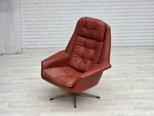 Dänischer Drehsessel aus Möbelleder von HW Klein für Bramin, 1970er bei Pamono kaufen