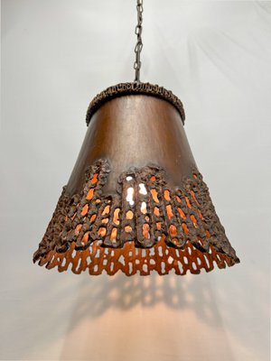 Brutalist Handcrafted Copper Pendant Lamp in Tom Greene, 1960s for