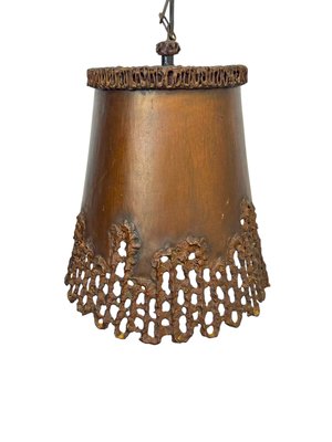 Brutalist Handcrafted Copper Pendant Lamp in Tom Greene, 1960s for