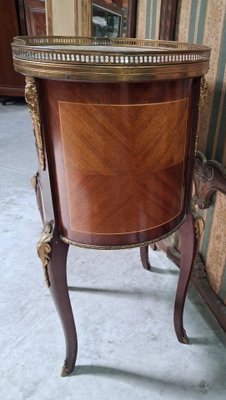 19th Century Louis XV Half Moon Commode in Marquetry and Gilt