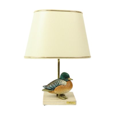 Duck Lamp in Brass, Resin and Travertine by Malevolti by Artiflex