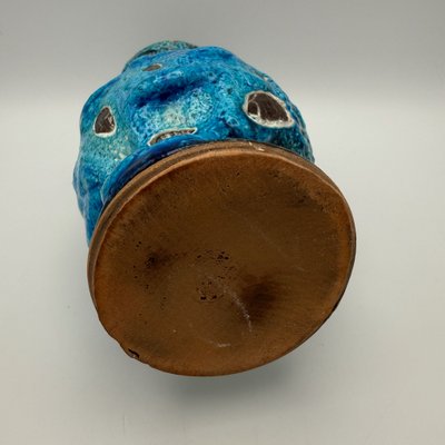 Brutalist Fat Lava Blue Turquoise Ceramic Vase by Charles Cart