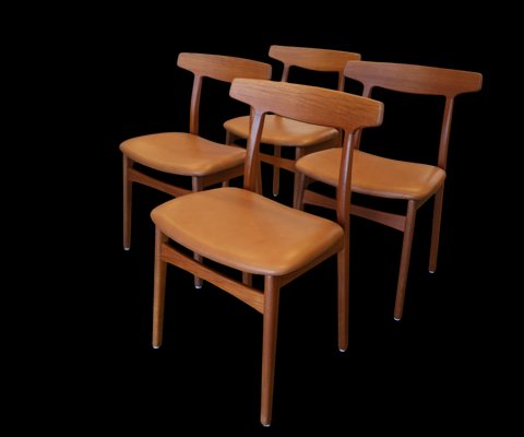 Model 60 Chairs in Teak and Leather by Henning Kjærnulf for Bruno