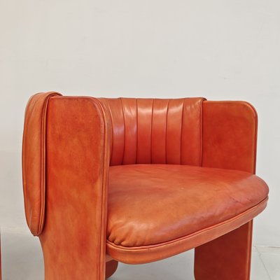 Leather Dinette Tub Chairs by Luigi Massoni for Poltrona Frau