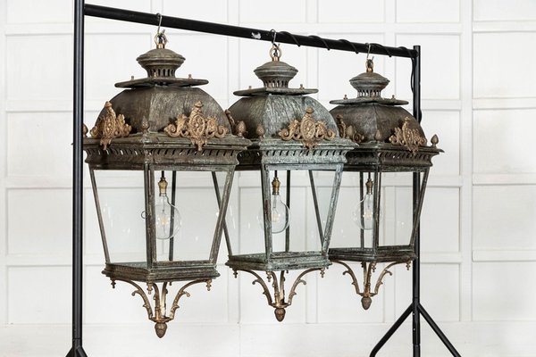 Large French Bronze and Iron Lantern for sale at Pamono