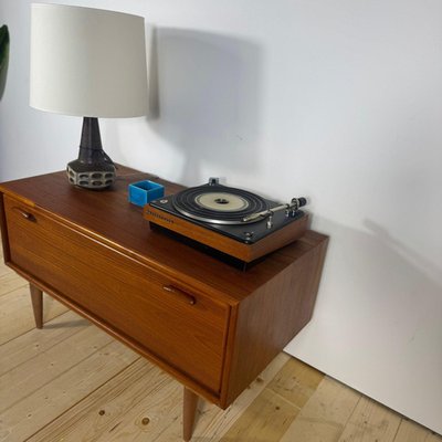 Vintage Scandinavian Low Cabinet with Drop-Down Door, 1960s for