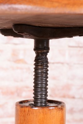 Mid-Century Swivel Piano Stool in Beech and Steel, Czech, 1950s