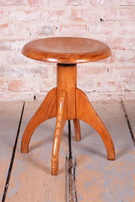 Mid-Century Swivel Piano Stool in Beech and Steel, Czech, 1950s