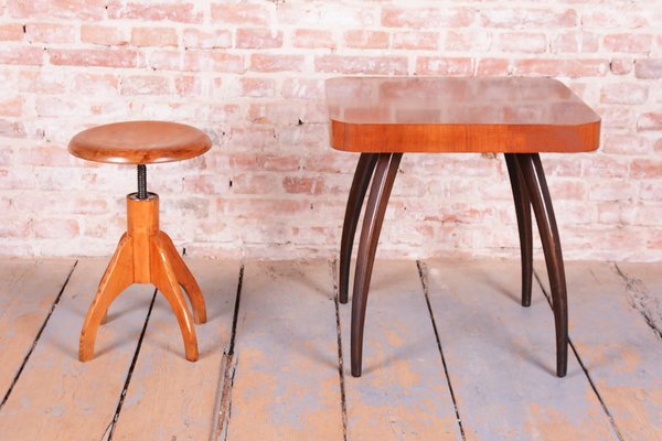 Mid-Century Swivel Piano Stool in Beech and Steel, Czech, 1950s