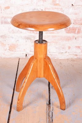 Mid-Century Swivel Piano Stool in Beech and Steel, Czech, 1950s