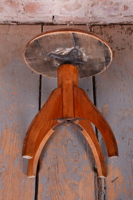 Mid-Century Swivel Piano Stool in Beech and Steel, Czech, 1950s
