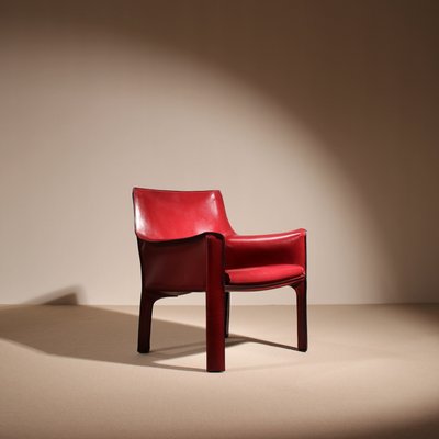 Vintage Cab 414 Chair in Leather by Mario Bellini for Cassina