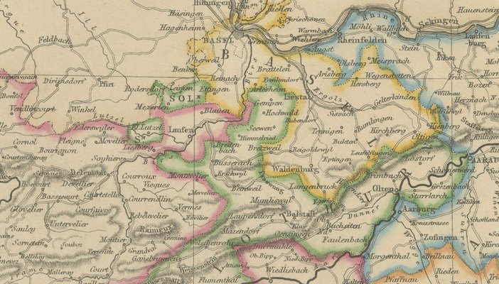 Antique Map of Switzerland from Blackie & Son, 1860s for sale at