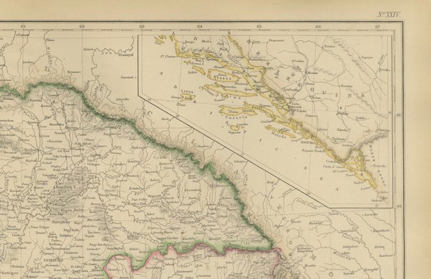 Antique Map of Hungary, Transylvania, Dalmatia and Croatia, 1860s