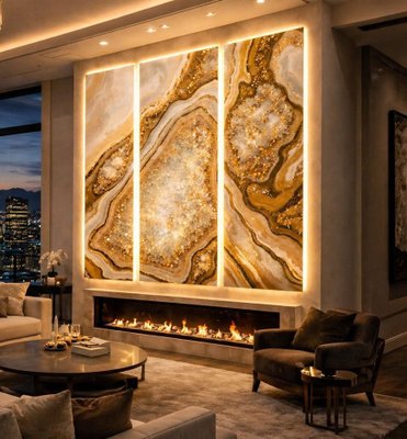 Aurora Geode Triptych Wall Art Panels by Sev Art Gallery, Set of 3