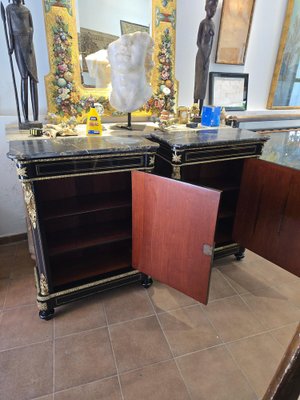 French Cabinets with Gilt Bronze Mounts and Portoro Marble, 1870s