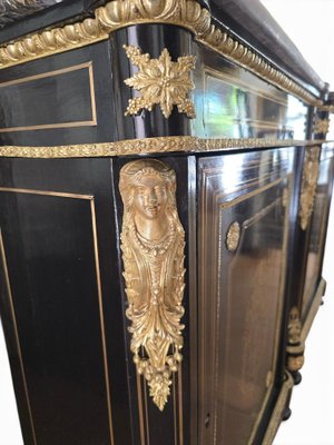 French Cabinets with Gilt Bronze Mounts and Portoro Marble, 1870s