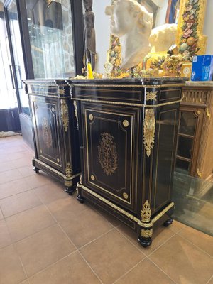 French Cabinets with Gilt Bronze Mounts and Portoro Marble, 1870s