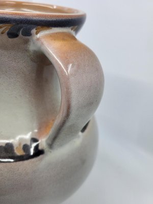 Vintage Hand-Decorated Ceramic Pitcher by Jean De Lespinasse