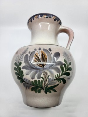 Vintage Hand-Decorated Ceramic Pitcher by Jean De Lespinasse