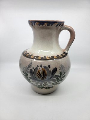 Vintage Hand-Decorated Ceramic Pitcher by Jean De Lespinasse