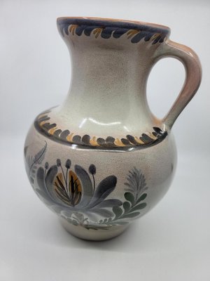 Vintage Hand-Decorated Ceramic Pitcher by Jean De Lespinasse