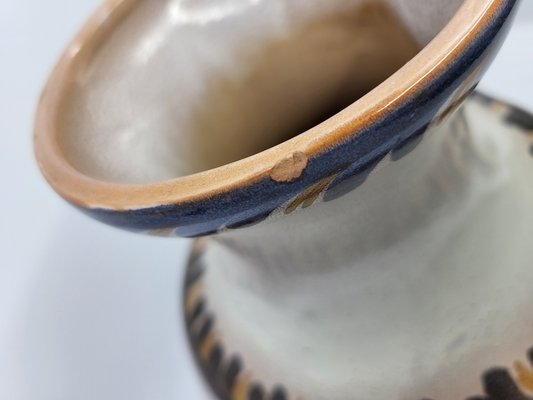 Vintage Hand-Decorated Ceramic Pitcher by Jean De Lespinasse