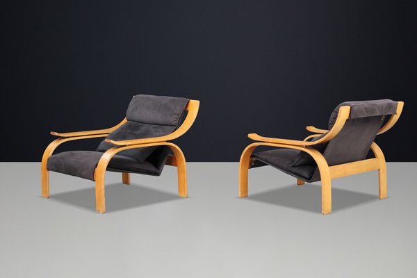 Woodline Lounge Chairs attributed to Marco Zanuso for Arflex