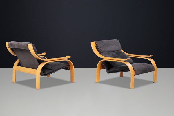 Woodline Lounge Chairs attributed to Marco Zanuso for Arflex