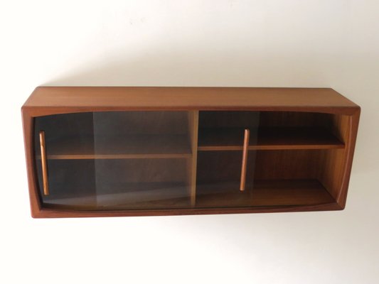 Mid Century Modern Wall Shelf With, Bookcase Wall Unit With Glass Doors