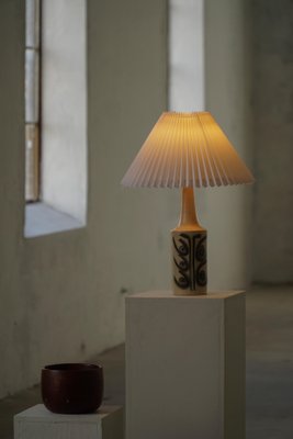 Danish Modern Stoneware Table Lamp in Glazed Ceramic, Okela, 1960s