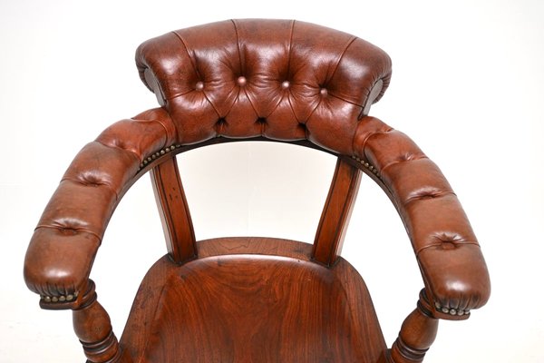 -antique-ロビーチェア ヴィンテージ ファニチャー ポスト ミッド Antique Victorian Oak and Leather Swivel Desk Chair attributed to