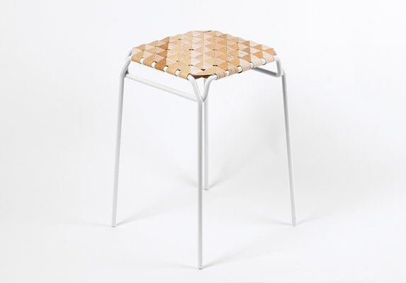 Short White Taburet Bar Stool by Anastasiya Koshcheeva for Moya