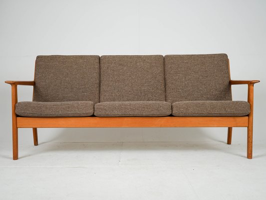 Mid-Century Teak GE-265/3 Wollstoff Sofa by Hans J. Wegner for
