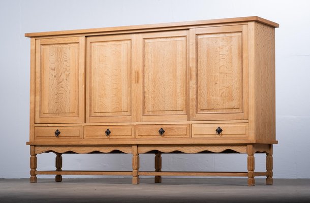 Brutalist Oak Sideboard attributed to Henning Kjærnulf, Denmark