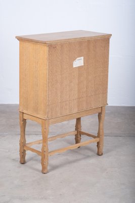 Small Brutalist Oak Cabinet with Brass Handles, Denmark, 1960s for