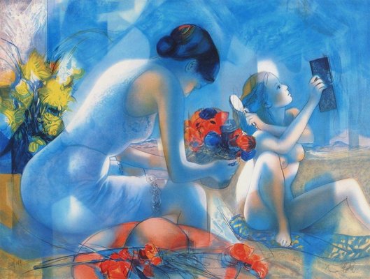 Jean-Baptiste Valadié, Bluish Breeze, 1990, Lithograph for sale at