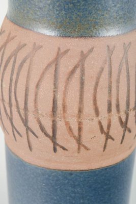 Cylindrical Stoneware Vase with Graphic Motif by Lisa Larson for