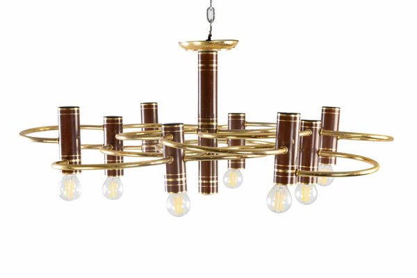 Mid-Century Gilt Metal Ceiling Light by Gaetano Sciolari, Italy