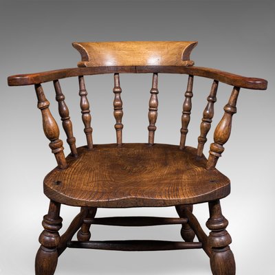 Antique Edwardian English Smokers Bow Chair with Country House