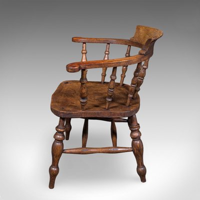 Antique Edwardian English Smokers Bow Chair with Country House