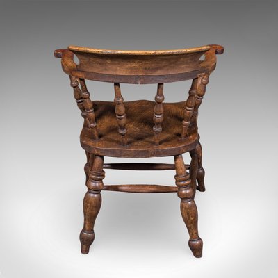 アンティーク 木製 smokers bow 椅子1900年物 Antique Edwardian English Smokers Bow Chair with Country House