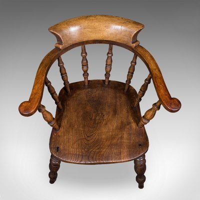Antique Edwardian English Smokers Bow Chair with Country House