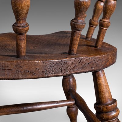 アンティーク 木製 smokers bow 椅子1900年物 Antique Edwardian English Smokers Bow Chair with Country House