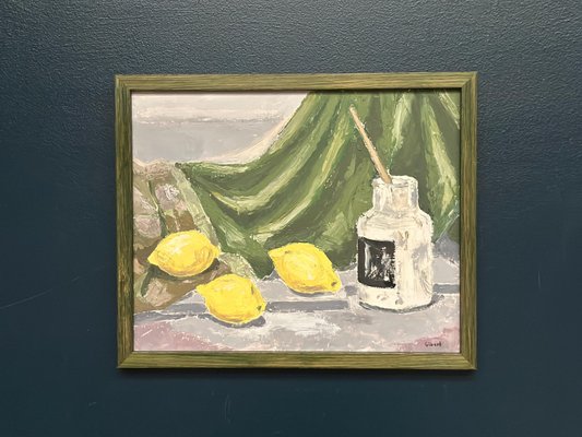 Gilbert, Still Life with Lemons and Inkpot, 1950s, Oil on Panel
