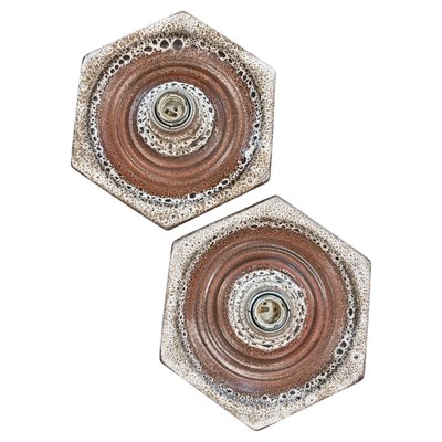 Mid-Century Modern Hexagonal Fat Lava Sconces, West Germany 1970s