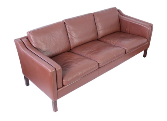 Mid Century Danish 3 Seater Brown Leather Sofa For At Pamono Mid Century Danish 3 Seater Brown