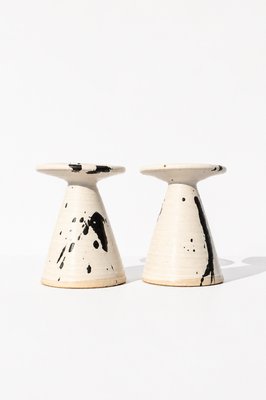 Vintage Danish Splatter Ceramic Candlesticks by Karsten Nielsen, 1980s, Set of 2 — view 1